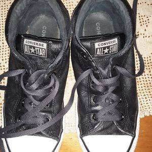 Leather Black Converse All Star Hightops